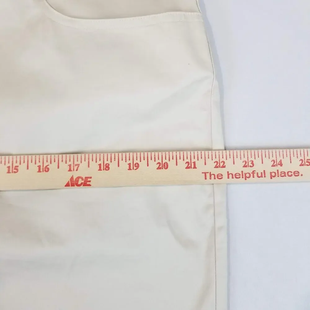 Norma Kamali Skirt Womens 16 Beige Cotton Twill Knee Length Pencil Stretch